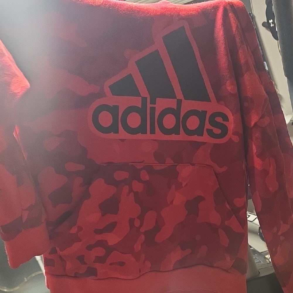 Adidas Red and Black Camo Sweatshirt Hooded